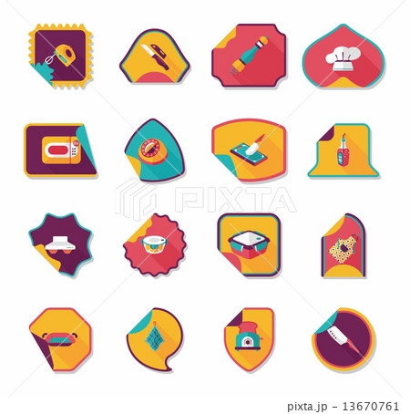 Kitchenware sticker flat banner background set, eps10 Kitchenware sticker flat banner background set, eps10 13670761