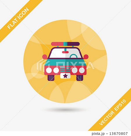 Transportation police car flat icon with long shadow,eps10 13670807