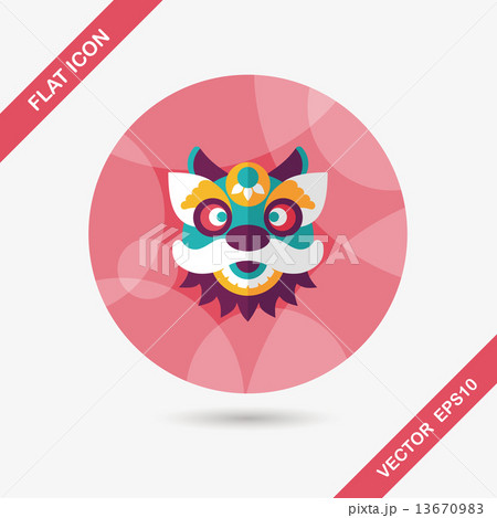 Chinese New Year flat icon with long shadow,eps10,The dragon and 13670983