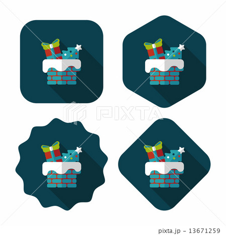 Christmas roof flat icon with long shadow,eps10 13671259