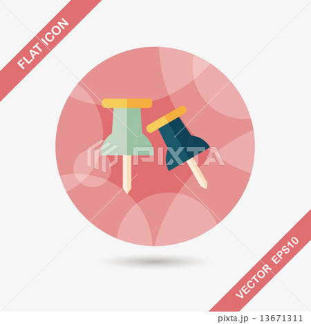 push pin flat icon with long shadow,eps10 13671311