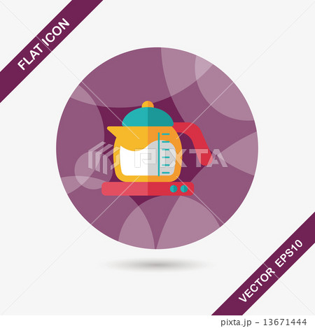 kitchenware tea pot flat icon with long shadow,eps10 13671444