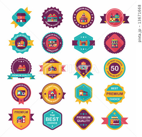 Building badge flat design background set, eps10 13671668