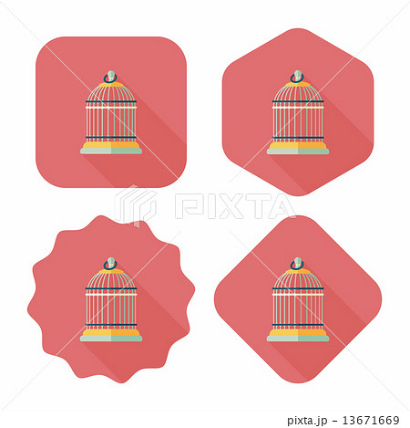 Pet bird cage flat icon with long shadow, eps10 13671669