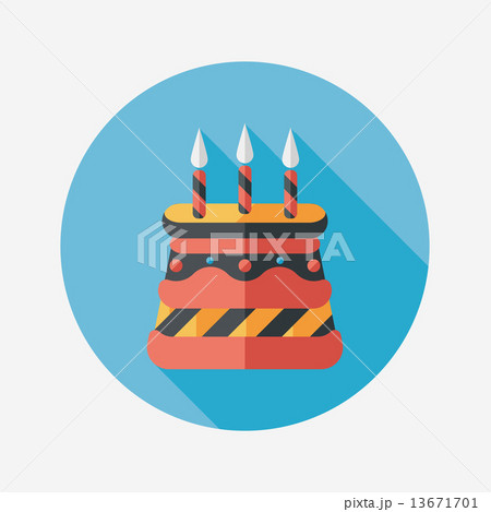 birthday cake flat icon with long shadow,eps10 13671701