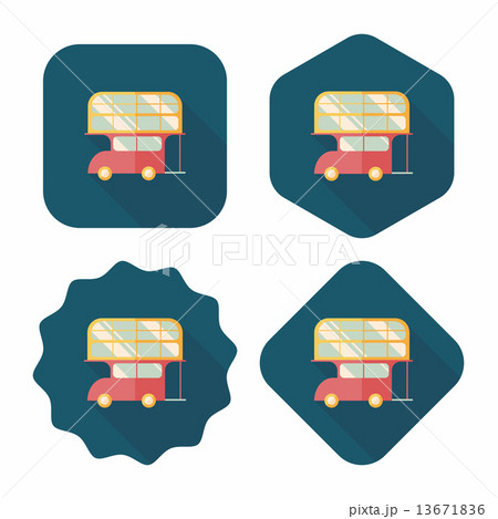 Transportation bus flat icon with long shadow 13671836
