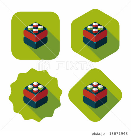 bricks toy flat icon with long shadow,eps10 13671948