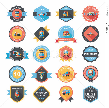Transportation badge flat design background set, eps10 13672250