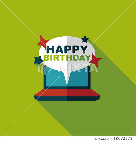 computer birthday message flat icon with long shadow,eps10 13672273