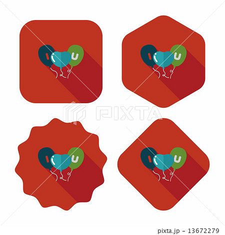 Valentine's Day ballons flat icon with long shadow,eps10 Valentine's Day ballons flat icon with long shadow,eps10 13672279