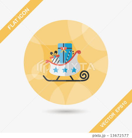 Christmas sleigh gift flat icon with long shadow, eps10 13672577