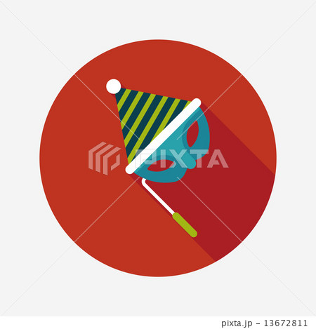 birthday party mask flat icon with long shadow,eps10 13672811