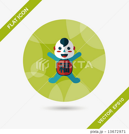 Chinese New Year flat icon with long shadow,eps10, Maitreya doll 13672971
