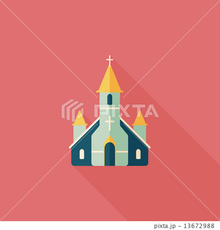 wedding church flat icon with long shadow,eps10 13672988