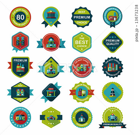 Building badge flat design background set, eps10 13673238