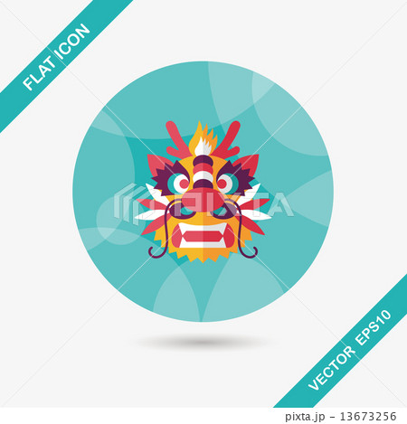Chinese New Year flat icon with long shadow,eps10,The dragon and 13673256