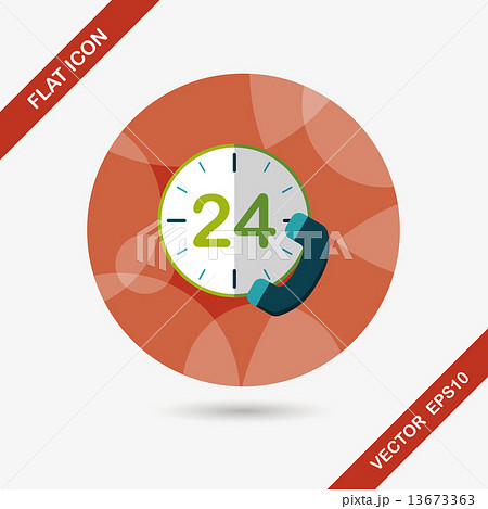 24 hours customer phone service flat icon with long shadow,eps10 13673363