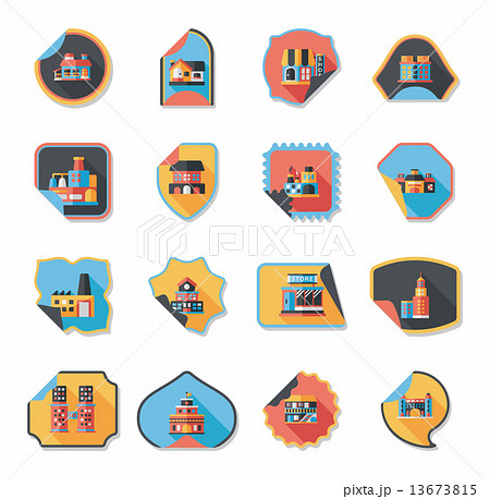 Building sticker flat design background set, eps10 13673815