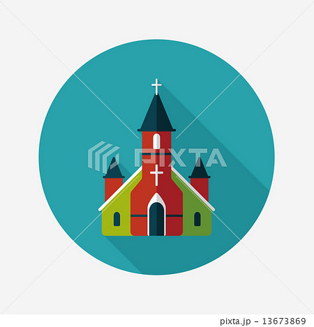 wedding church flat icon with long shadow,eps10 13673869