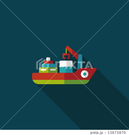 Transportation Container ship flat icon with long shadow,eps10 13673870