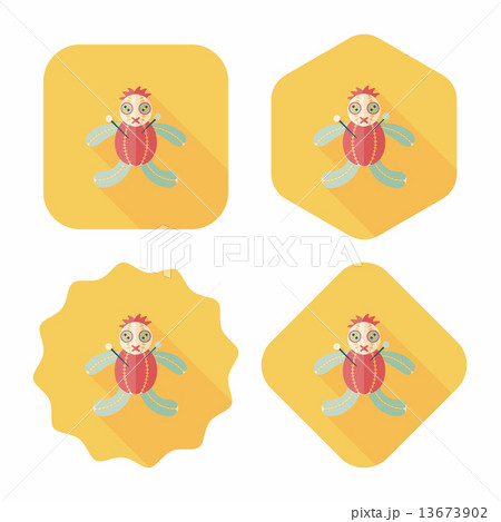 Halloween voodoo doll flat icon with long shadow,eps10 13673902