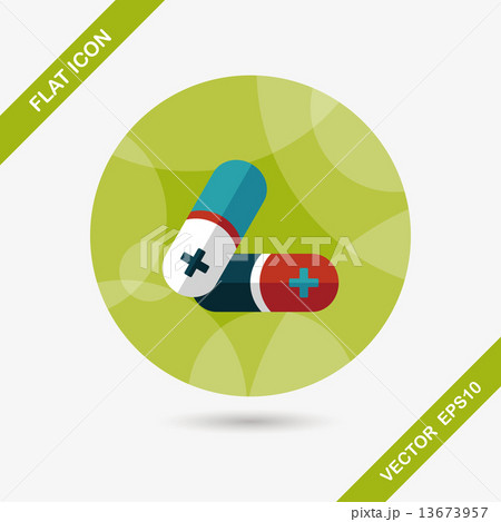 Pills flat icon with long shadow,eps10 Pills flat icon with long shadow,eps10 13673957