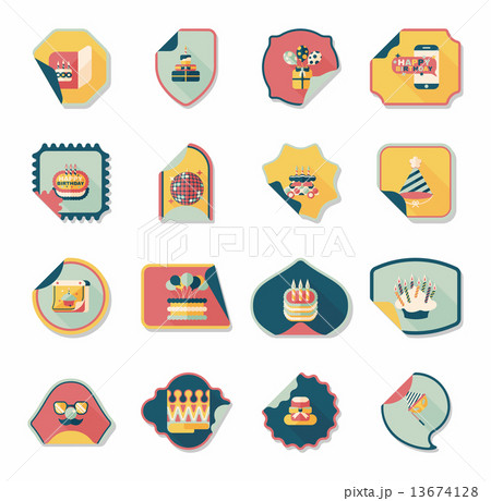 Birthday sticker flat banner background set, eps10 13674128