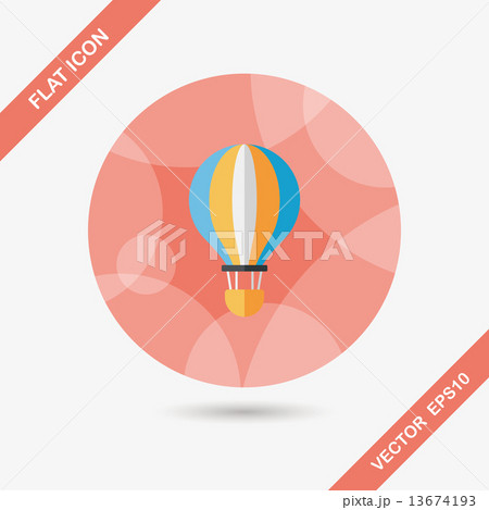 Transportation hot air ballon flat icon with long shadow,eps10 13674193