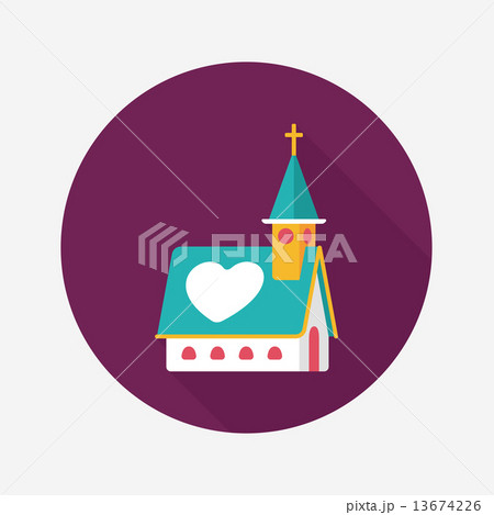wedding church flat icon with long shadow,eps10 13674226