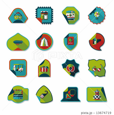 Travel sticker flat banner background set, eps10 13674719