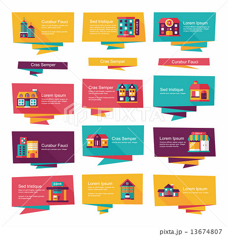 Building banner flat design background set, eps10 13674807