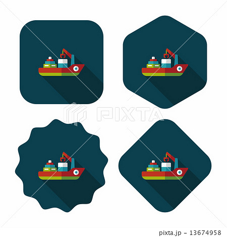 Transportation Container ship flat icon with long shadow,eps10 13674958