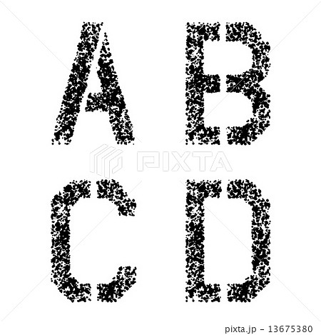 stencil angular spray font letters A B C D 13675380