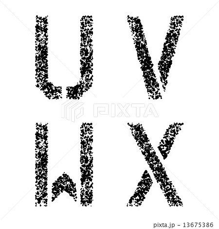 stencil angular spray font letters U V W X 13675386