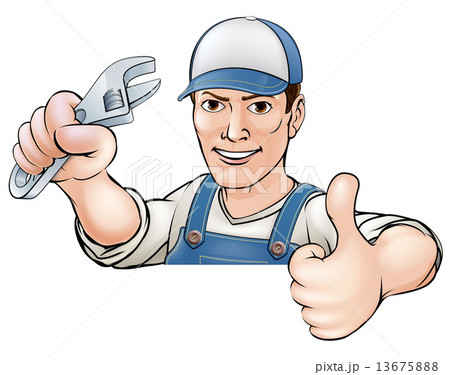Cartoon thumbs up mechanic or plumber 13675888