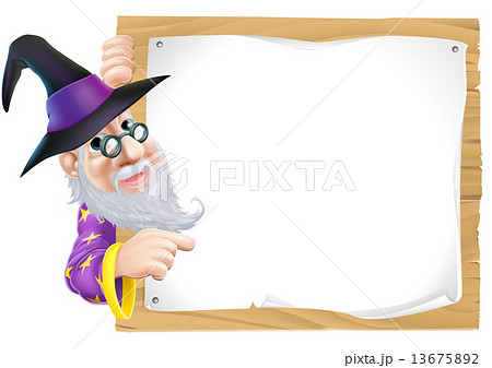 Wizard pointing at sign 13675892
