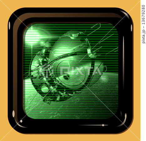 Retro TV display with first spaceship 13679280