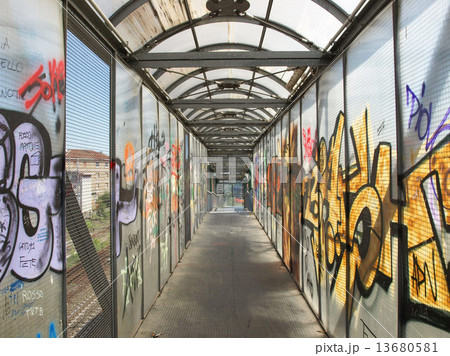 Bridge with graffiti 13680581