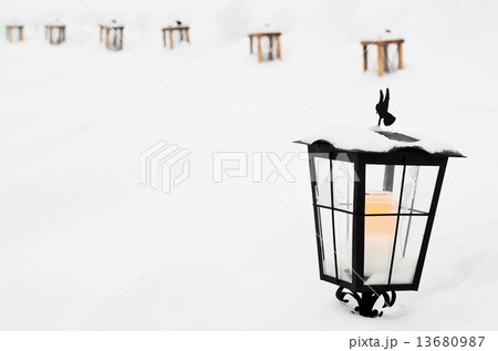 vintage Christmas lantern with in the cemetery vintage Christmas lantern with in the cemetery 13680987