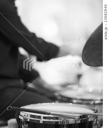 Drummer playing drumset in wedding party reception Drummer playing drumset in wedding party reception 13682640