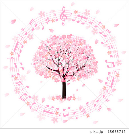 桜 音符 背景のイラスト素材 13683715 Pixta