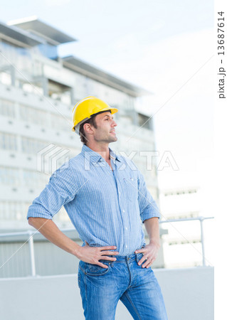 Thoughtful male architect outdoors 13687614