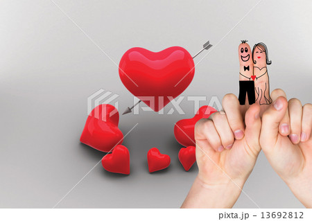 Composite image of fingers crossed like a couple 13692812
