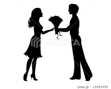 Silhouettes of man and woman 13695495