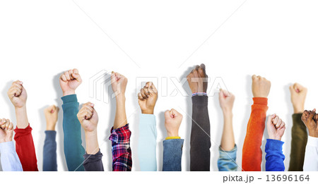 Multiethnic Group of Fists on white Background 13696164