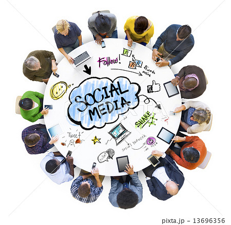Multiethnic Group of People with Social Media 13696356