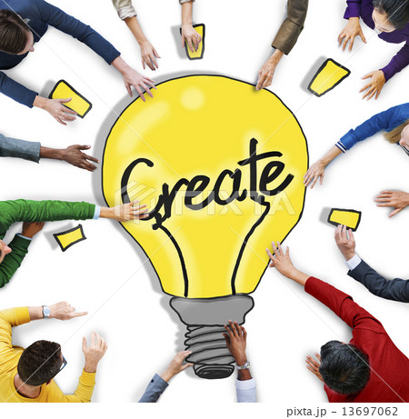 Aerial View of Diverse People with Text Create 13697062