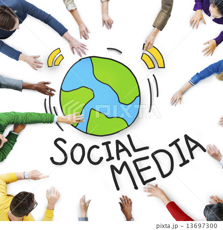 Aerial View of People and Social Media Concepts Aerial View of People and Social Media Concepts 13697300