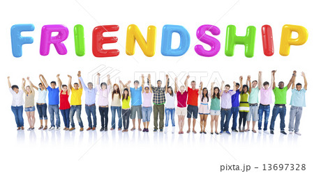 Group of Multi-Ethnic Young People Holding Hands Together for Fr 13697328