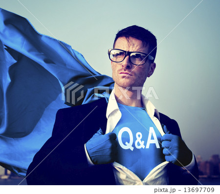 Superhero Businessman Question Answer Concept 13697709